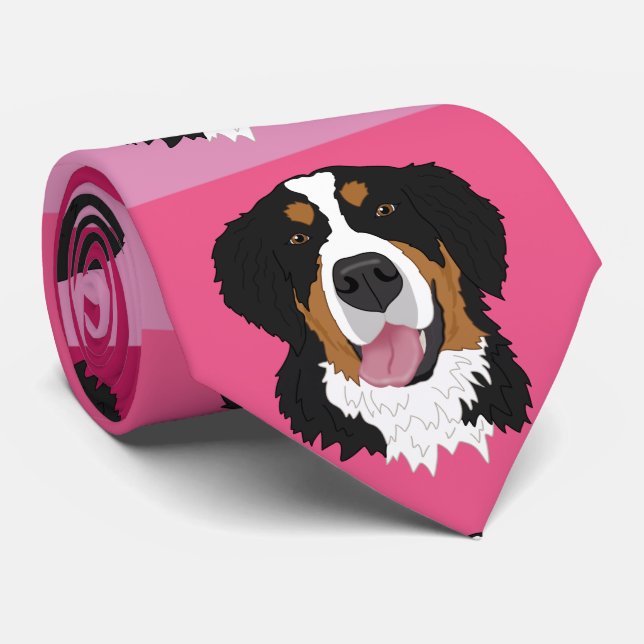 Valentines Day Bernese Mountain Dog   Tie (Rolled)