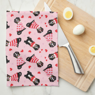 Valentines Day Bernese Mountain Dogs Kitchen Towel