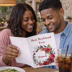 Valentine's Day Best Boyfriend Ever Floral Holiday Card