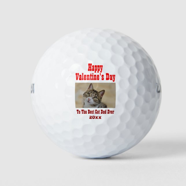Valentines Day Best Cat Dad Ever Photo Golf Balls (Front)
