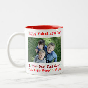 Valentines Day Best Dad Custom Kids Photo Simple Two-Tone Coffee Mug