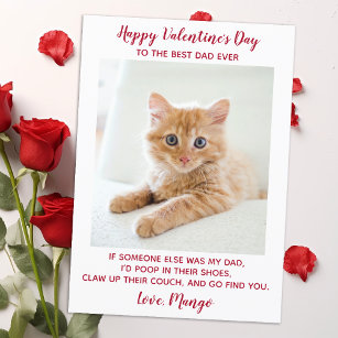 Valentines Day Best Dad Ever Custom Pet Cat Photo Holiday Card