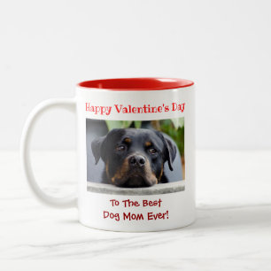 Valentines Day Best Dog Mom Ever Custom Pet Photo Two-Tone Coffee Mug