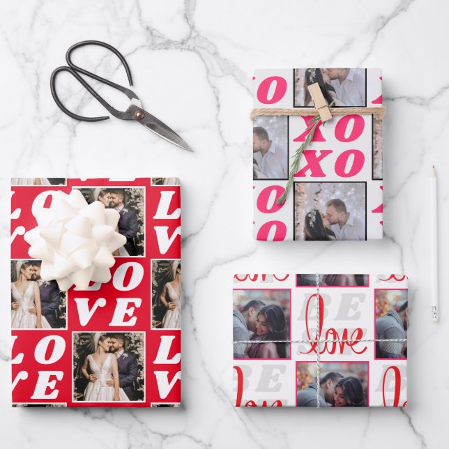 Valentines Day Best Love Xoxo Photo Gift Wrapping Paper Sheet (Front)