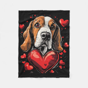 Valentine's Day Bet Hound, Hearts, Dog Fleece Blanket
