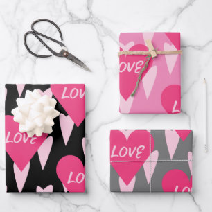 Valentines Day Big Hearts Love Pink Wrapping Paper Sheet