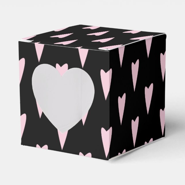 Valentines Day Big Peak Hearts Pink Black Favor Box (Front Side)