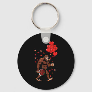 Valentines Day Bigfoot Balloons Sasquatch Men Boys Keychain