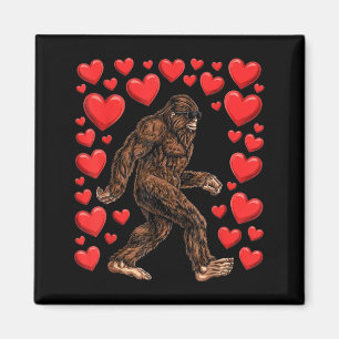 Valentines Day Bigfoot Red Hearts Funny Sasquatch  Magnet