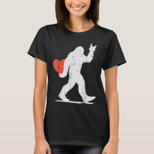 Valentines Day Bigfoot Rock Heart Sasquatch Women  T-Shirt