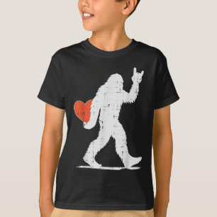 Valentines Day Bigfoot Rock Heart Sasquatch Women  T-Shirt