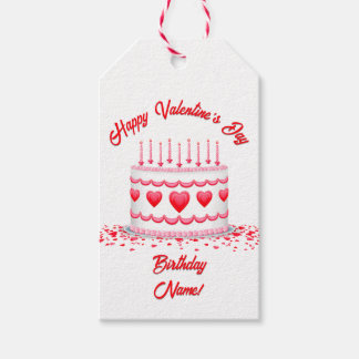 Valentine's Day Birthday Cake Custom Candles Gift Tags