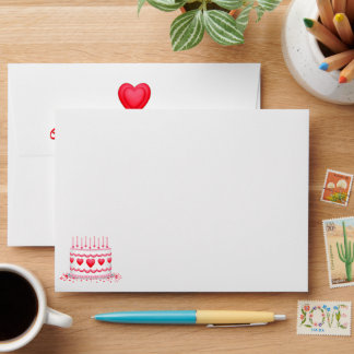 Valentine's Day Birthday Cake Customizable Candles Envelope