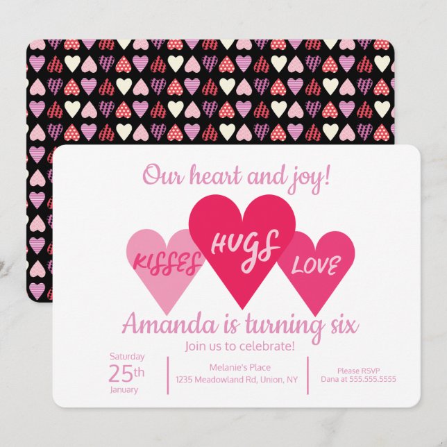 Valentines Day Birthday Party Invitation (Front/Back)