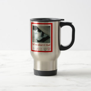 Valentine's Day Black and White Cat Travel Mug