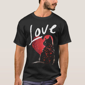 Valentine'S Day Black Cat Love Cat Mom T-Shirt