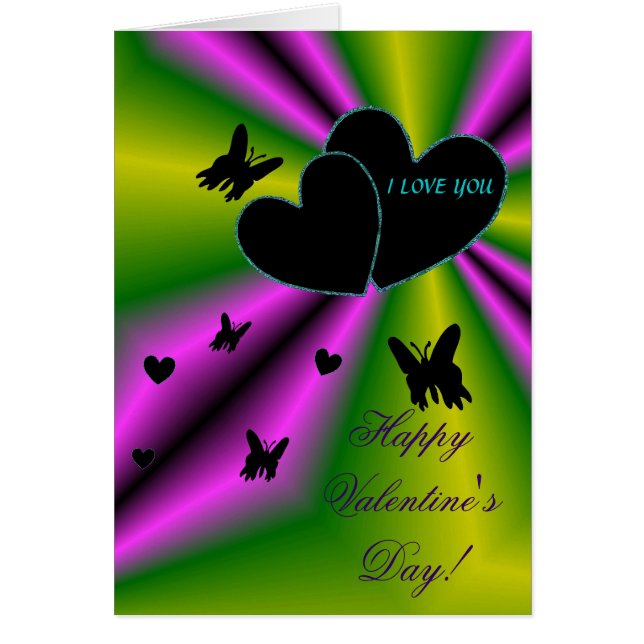 Valentine's Day  - Black Heart on Rainbow (Front)