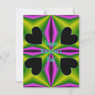Valentine's Day - Black Heart on Rainbow Holiday Card