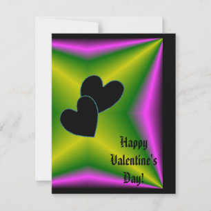Valentine's Day - Black Heart on Rainbow Holiday Card