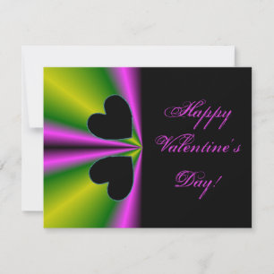 Valentine's Day - Black Heart on Rainbow Holiday Card