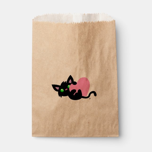 Valentine's Day Black Kitty Favour Bag (Front)