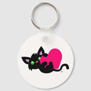 Valentine's Day Black Kitty Keychain