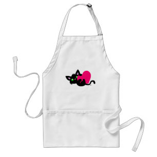 Valentine's Day Black Kitty White Apron