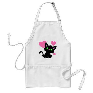 Valentine's Day Black Kitty White Apron