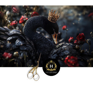 Valentines Day Black Swan Red Florals Decoupage Tissue Paper