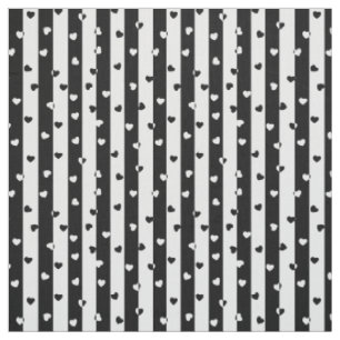 valentines day black white vertical stripes hearts fabric