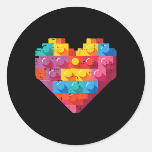 Valentines Day Blocks Heart Bricks Boys Girls Kids Classic Round Sticker