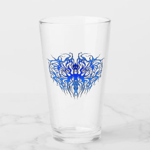 Valentine's Day Blue Heart Tribal Tattoo Glass