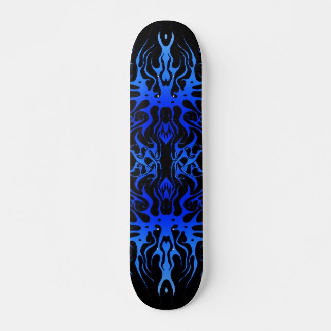Valentine's Day Blue Heart Tribal Tattoo Skateboard (Front)