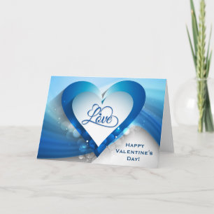 Valentine's Day Blue Heart Wave - Customize Holiday Card