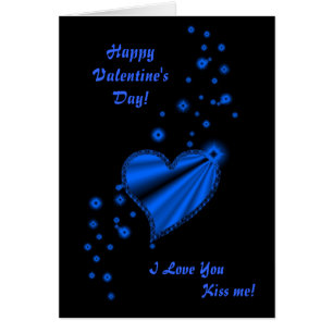 Valentine's Day  - Blue Rainbow heart on black