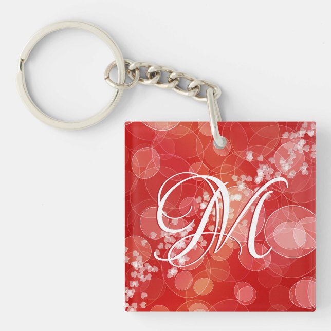Valentine's Day Bokeh Hearts Keychain (Front)