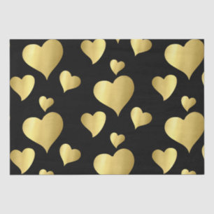 Valentine's Day Bold Faux Gold Foil Hearts Pattern Tissue Paper