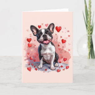 Valentines Day Boston Terrier Dog Holiday Card