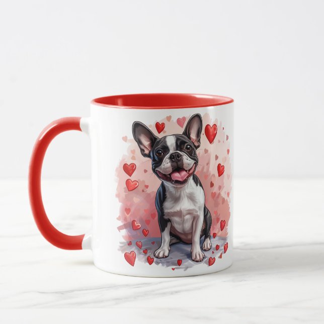 Valentines Day Boston Terrier Dog Mug (Left)