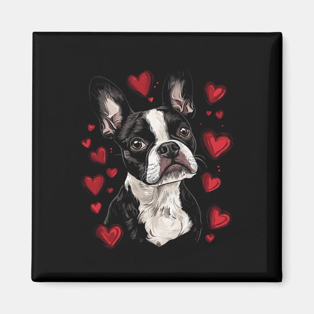 Valentine's Day Boston Terrier  Magnet (Front)
