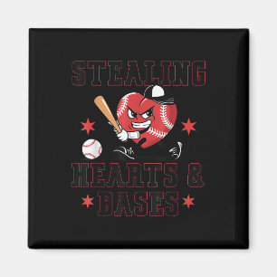 Valentines Day Boys Baseball Player Stealing Heart Magnet