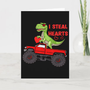 Valentines Day Boys Kids Dinosaur Monster Truck He Card