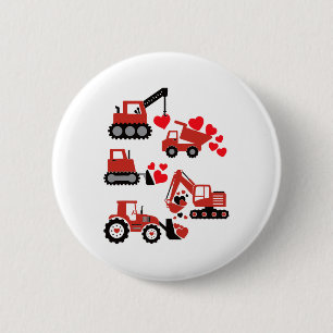 Valentines Day Boys Kids Toddler Construction Truc 2 Inch Round Button