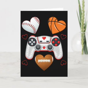 Valentines Day Boys Men Hearts Gaming Basketball B Card