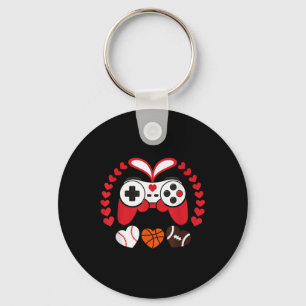 Valentines Day Boys Men Hearts Gaming Basketball B Keychain