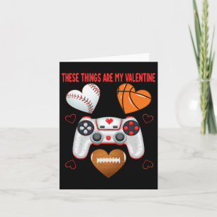 Valentines Day Boys Men Hearts Gaming Football Bas Card