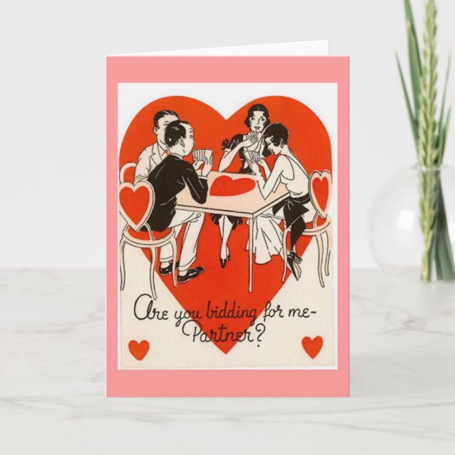 Valentine's Day Bridge Game Holiday Card (Front)