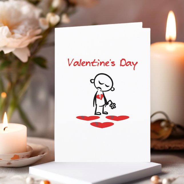 Valentine's Day Broken Heart Man Colour Holiday Card (Creator Uploaded)