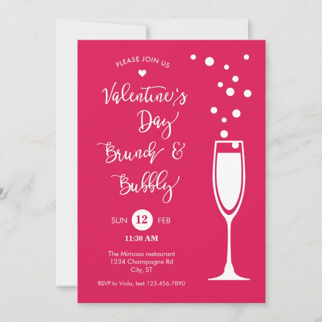 Valentine's Day Brunch & Bubble Invitation (Front)