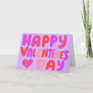 Valentines Day Bubble Letters Groovy Curvy Retro  Card